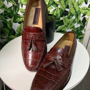 Florsheim Men's Croc-Embossed Tassel Loafers in Rich Chestnut Size 8 D